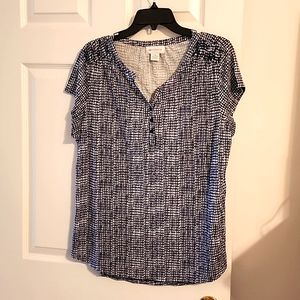 Liz Claiborne, L, blue and white blouse